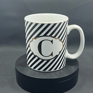 Striped Black and White Monogram Mug